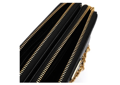 Prada Dual Zip Leather Bag Black