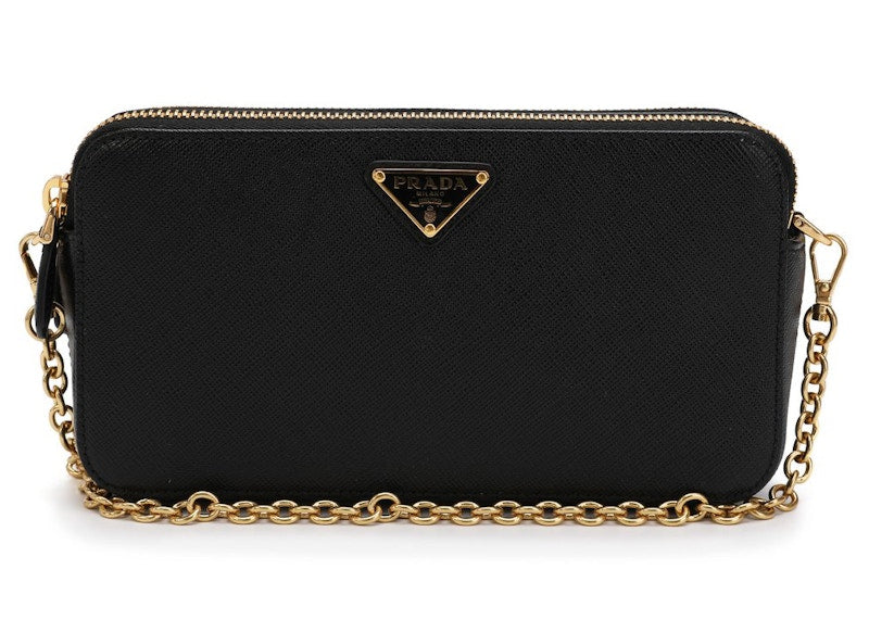 Prada Dual Zip Leather Bag Black