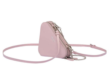 Prada Embellished Satin and Leather Mini Pouch Alabaster Pink