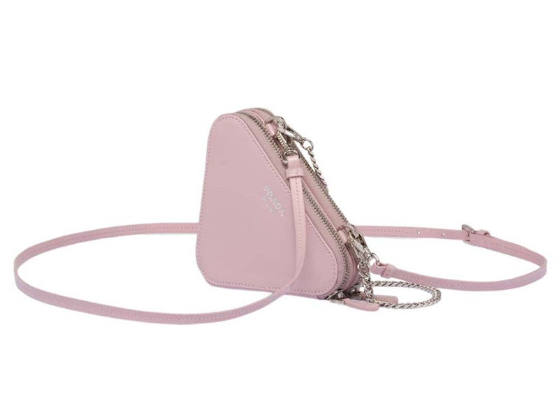 Prada Embellished Satin and Leather Mini Pouch Alabaster Pink