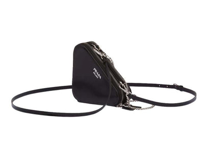 Prada Embellished Satin and Leather Mini Pouch Crystal
