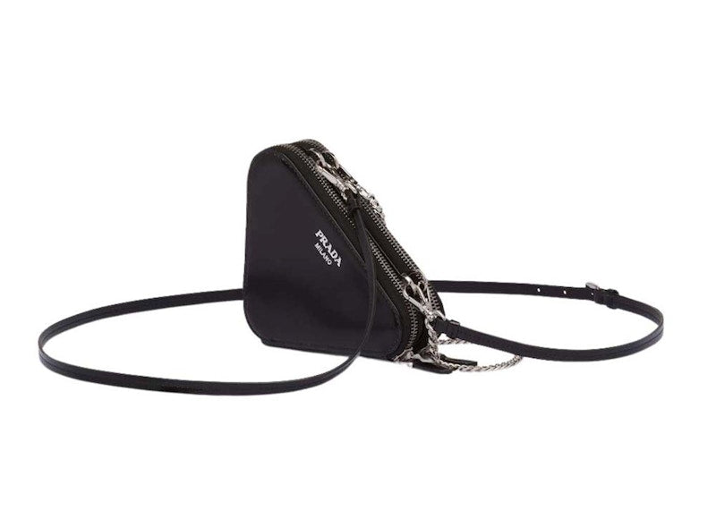 Prada Embellished Satin and Leather Mini Pouch Crystal