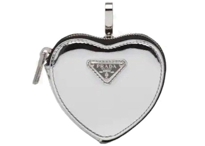 Prada Heart Mini Pouch Silver
