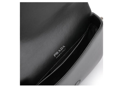 Prada Identity Logo-Plaque Shoulder Bag Black