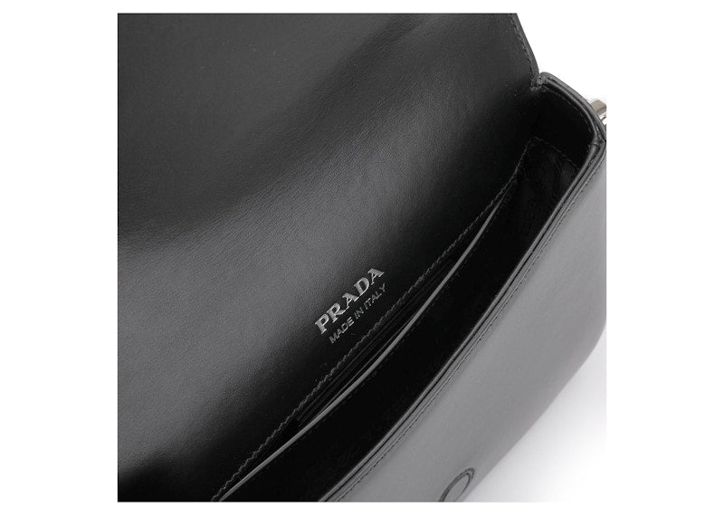 Prada Identity Logo-Plaque Shoulder Bag Black