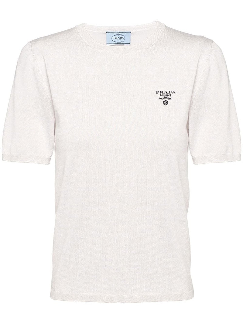 Prada Intarsia Knit Short Sleeve Jumper Powder pink