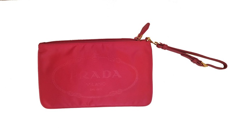 Prada Jacquard Cosmetic Case Logo Fuschia