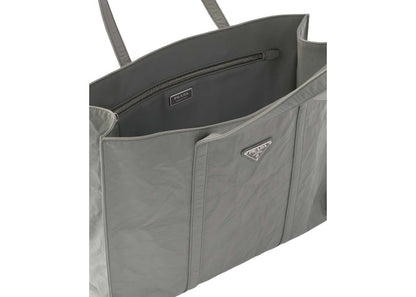 Prada Large Antique Nappa Leather Tote Slate Gray