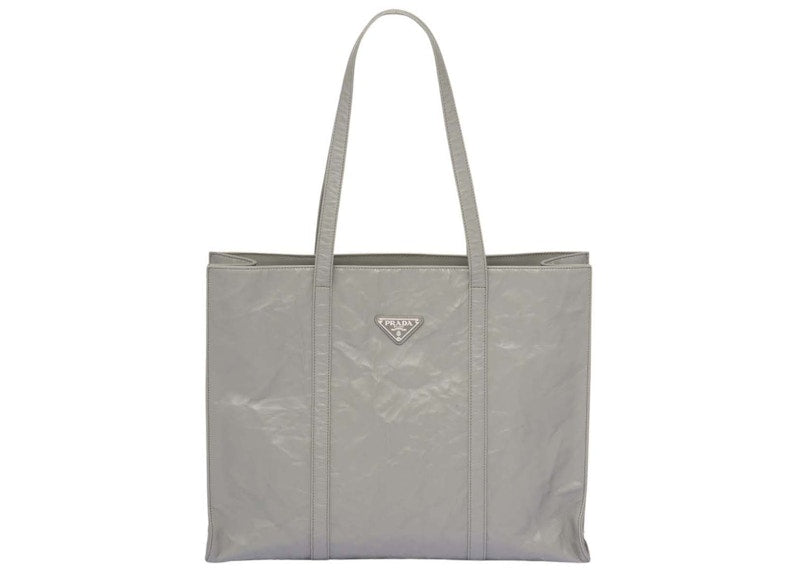 Prada Large Antique Nappa Leather Tote Slate Gray