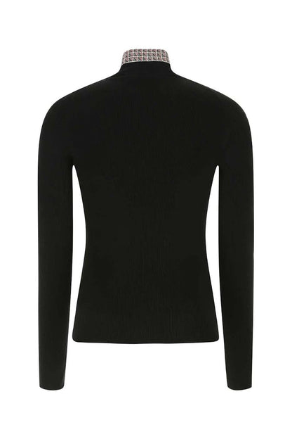 Prada Logo Intarsia Jacquard High-Neck Sweater Black