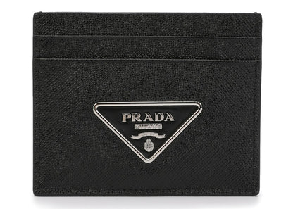 Prada Logo Plaque Cardholder Black