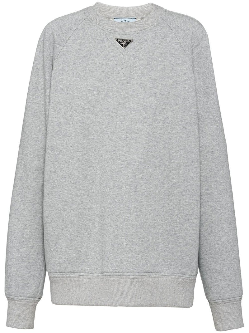 Prada Logo Plaque Jumper Grey
