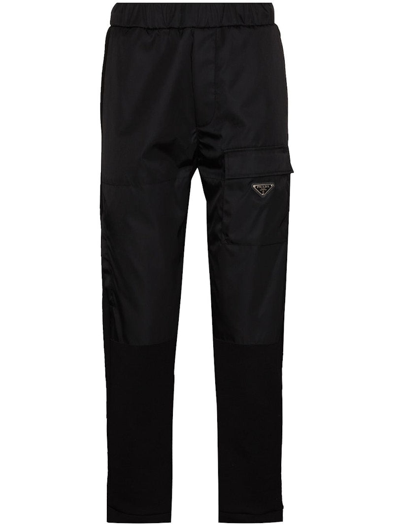 Prada Logo Plaque Straight Leg Pants Black