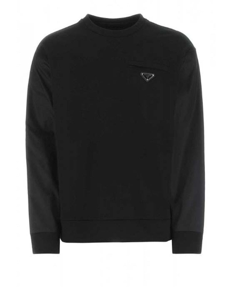 Prada Logo Plaque Sweatshirt Black