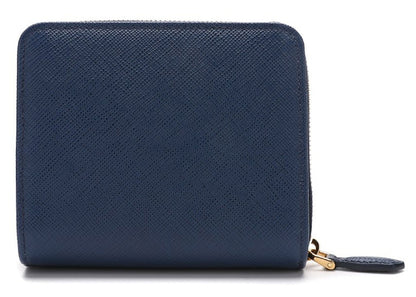 Prada Logo Plaque Zipped Wallet Blue