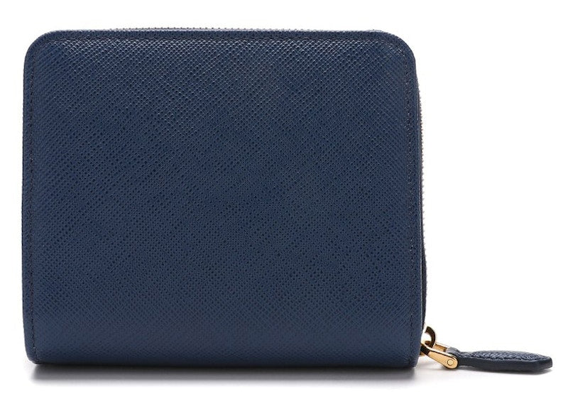 Prada Logo Plaque Zipped Wallet Blue