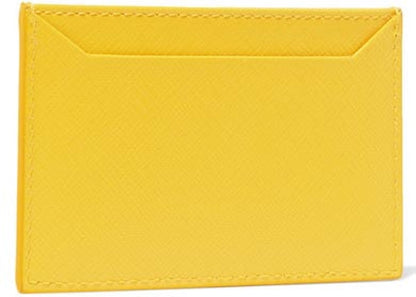 Prada Metal Oro Card Case Saffiano Yellow