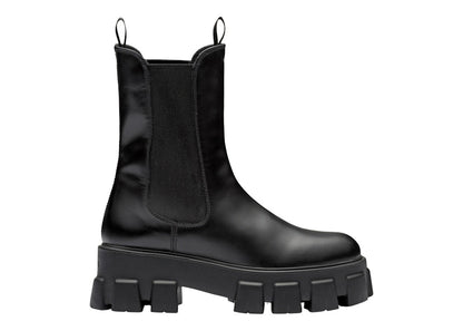 Prada Monolith 55mm Ankle Boot Black Brushed Leather