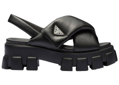 Prada Monolith Padded 55mm Sandals Black Nappa Leather