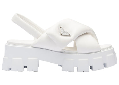 Prada Monolith Padded 55mm Sandals White Nappa Leather