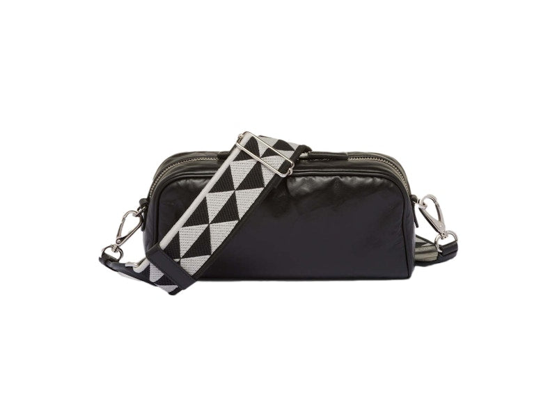Prada Nappa Antique Leather Multi-Pocket Shoulder Bag Black