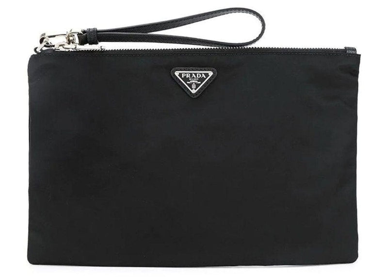 Prada Nylon Clutch Bag Small Black