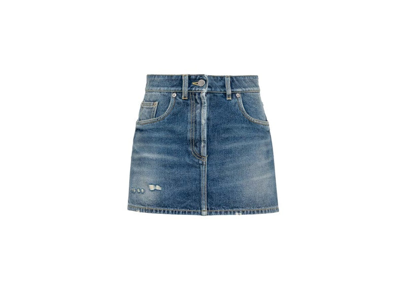 Prada Organic Denim Mini Skirt Navy