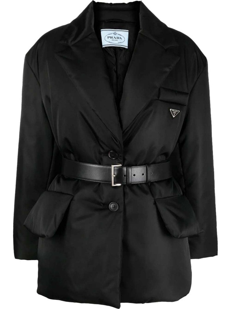 Prada Padded Belted Jacket Black