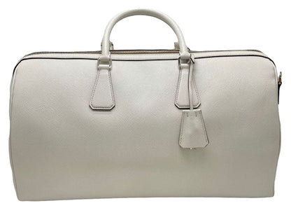 Prada Pattina Saffiano Leather Travel Bag Ivory