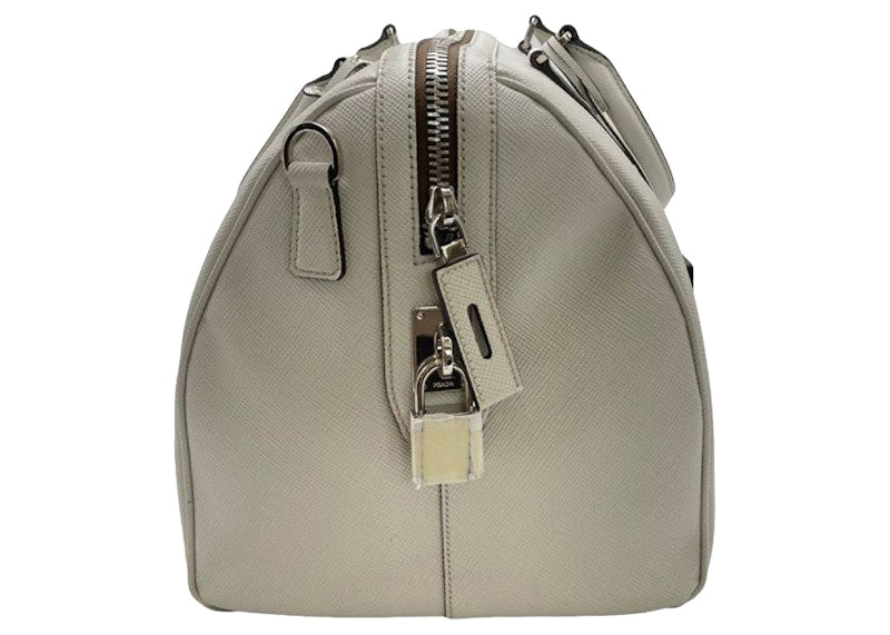 Prada Pattina Saffiano Leather Travel Bag Ivory