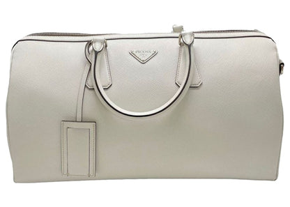 Prada Pattina Saffiano Leather Travel Bag Ivory