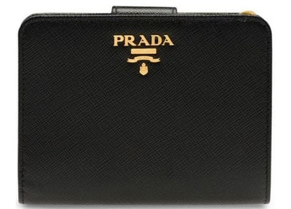 Prada Plain Folding Wallet Small Black
