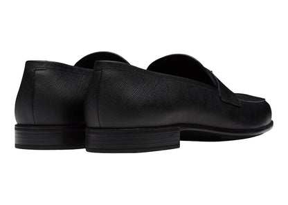 Prada Plaque Loafer Black Saffino Leather