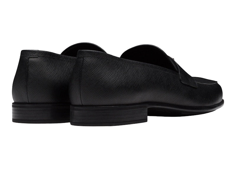 Prada Plaque Loafer Black Saffino Leather