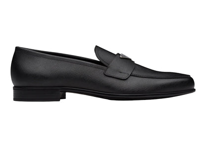 Prada Plaque Loafer Black Saffino Leather