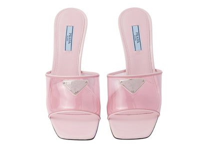 Prada Plexiglas 65mm Mule Sandals Alabaster Pink Patent Leather