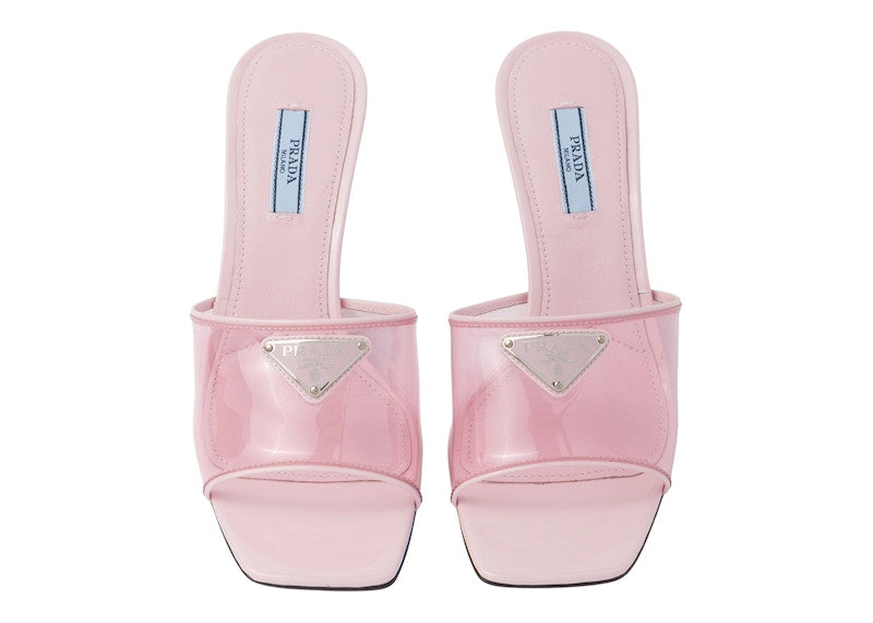 Prada Plexiglas 65mm Mule Sandals Alabaster Pink Patent Leather