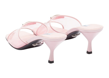 Prada Plexiglas 65mm Mule Sandals Alabaster Pink Patent Leather