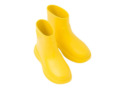 Prada Pull-On Rain Booties Sunny Yellow Rubber