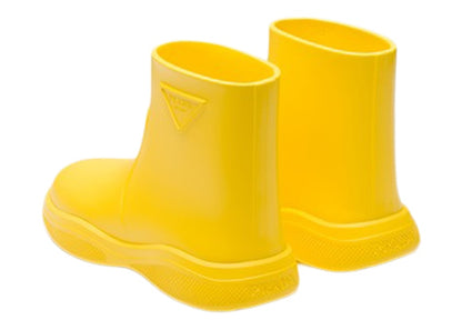 Prada Pull-On Rain Booties Sunny Yellow Rubber