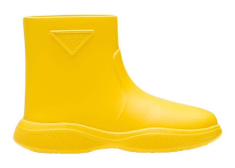 Prada Pull-On Rain Booties Sunny Yellow Rubber