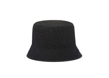 Prada Raffia Bucket Hat Black