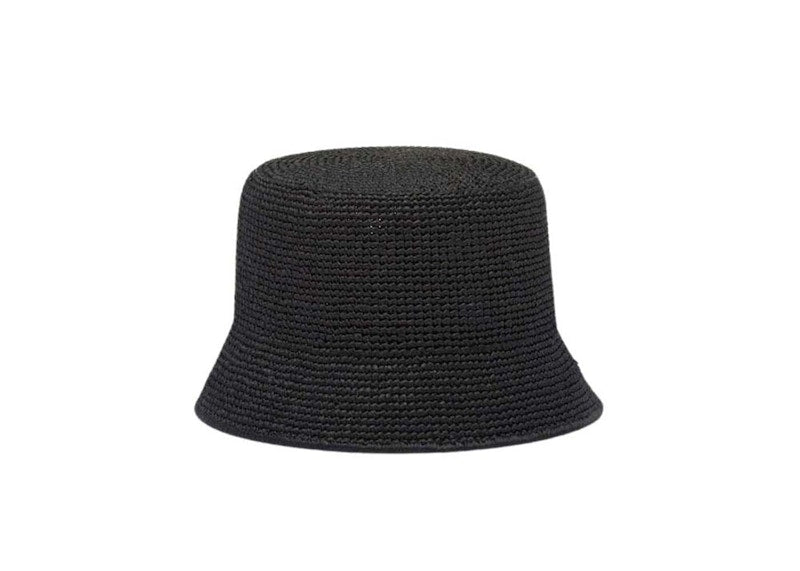 Prada Raffia Bucket Hat Black