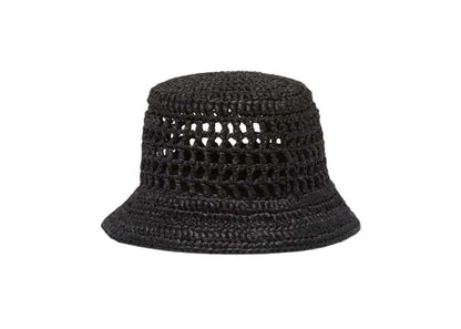 Prada Raffia Bucket Hat Black/White