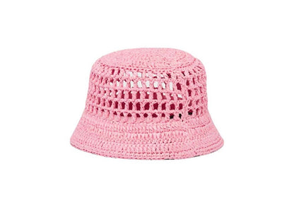 Prada Raffia Bucket Hat Petal Pink