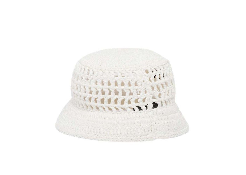 Prada Raffia Bucket Hat White