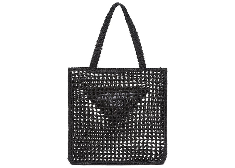 Prada Raffia Tote Bag Black