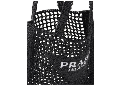 Prada Raffia Tote Bag Black