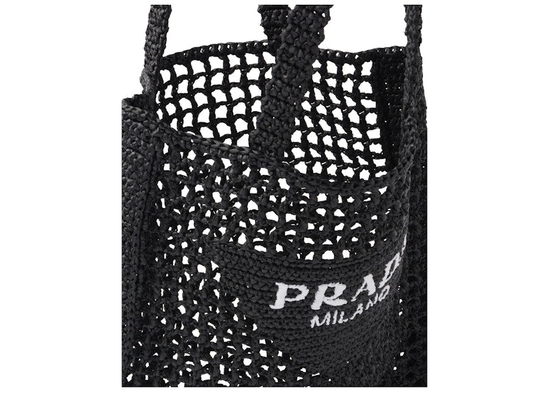 Prada Raffia Tote Bag Black