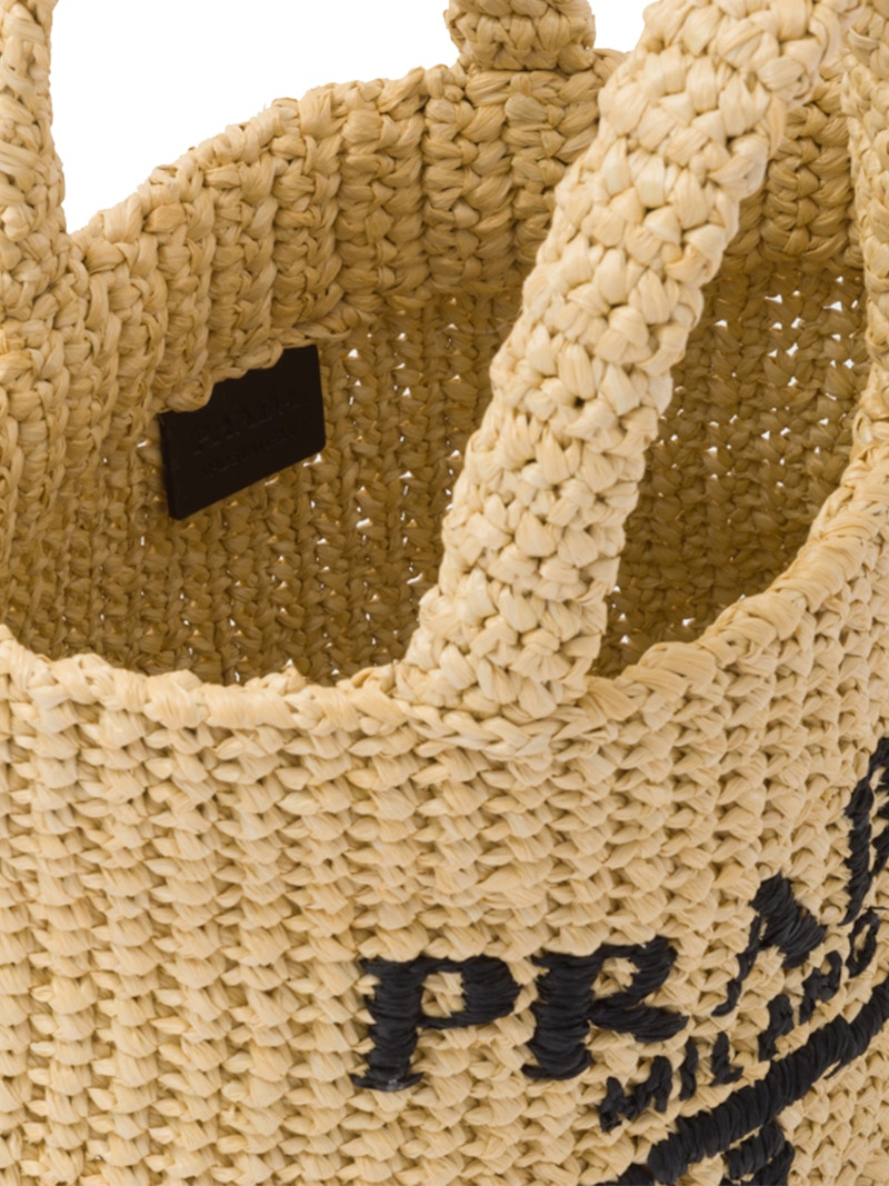Prada Raffia Tote Bag Small Tan